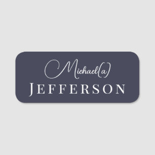 Dark Indigo Blue: Stylish Professional Handwritten Name Tag