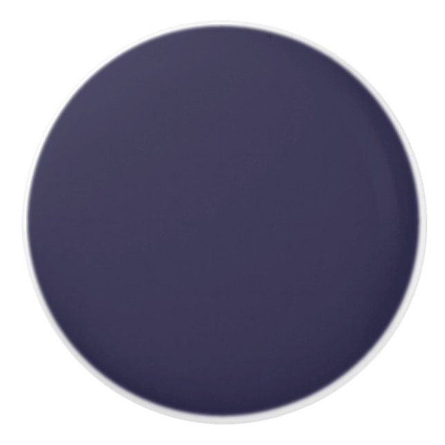 Dark Indigo Ink Blue Solid Colour Print Ceramic Knob (Front)