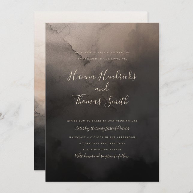 Dark Ink Wedding Invitations (Front/Back)