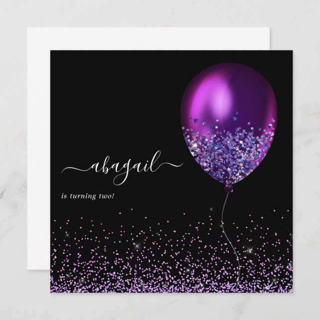  Dark Iridescent Balloons Birthday Party Invitatio Invitation (Front/Back)