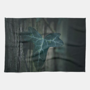Dark Ivy Leaf Nature Photo Tea Towel