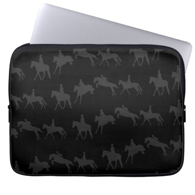 Dark Jumping Horses Laptop Sleeve (Front)
