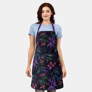 Dark Jungle Flowers Apron