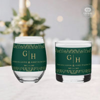 Dark Jungle Green Gold Leaf Border Floral Wedding