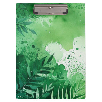 Dark Jungle green watercolor hand drawn texture  Clipboard