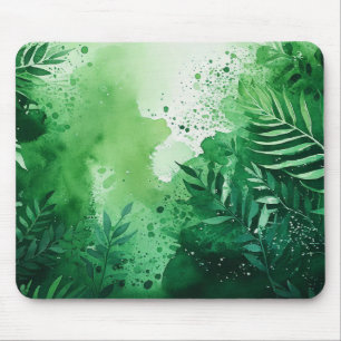 Dark Jungle green watercolor hand drawn texture  Mouse Pad