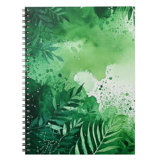 Dark Jungle green watercolor hand drawn texture  Notebook (Front)