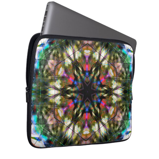 Dark kaleidoscope in acrylic style  laptop sleeve (Front Right)