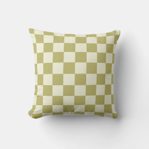 Dark Khaki and Beige Checkerboard Cushion