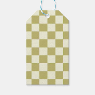 Dark Khaki and Beige Chequerboard Gift Tags