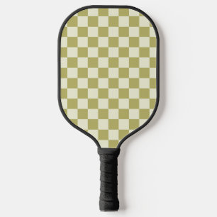 Dark Khaki and Beige Chequerboard Pickleball Paddle