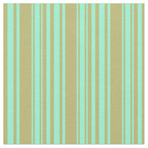 Dark Khaki & Aquamarine Colored Lines Fabric