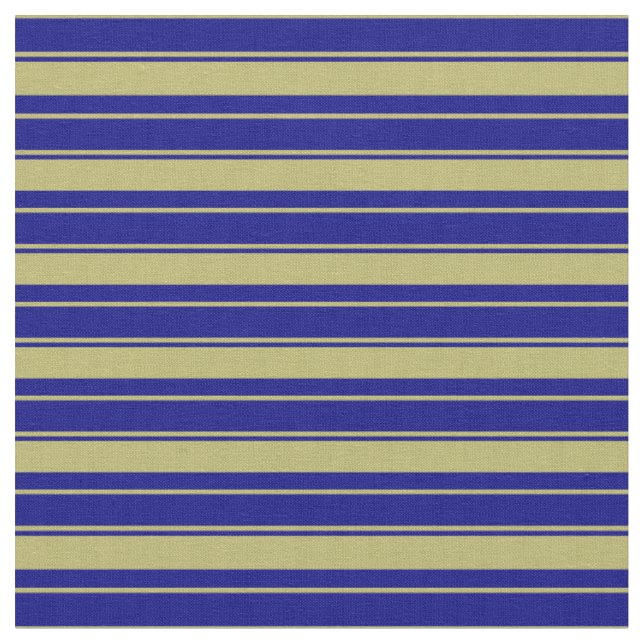 Dark Khaki & Blue Coloured Stripes Pattern Fabric (Close Up)