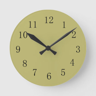 Dark Khaki Green Earth Color Wall Clock