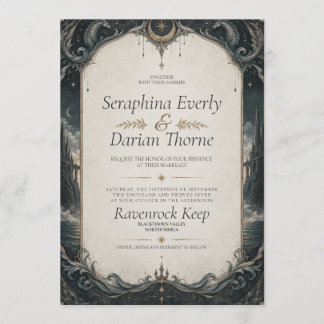 Dark Kingdom Gothic Fantasy Celestial Invitation