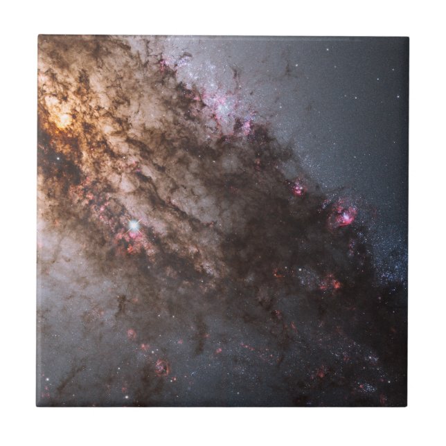 Dark Lanes Of Dust Crisscross Centaurus A Galaxy. Ceramic Tile (Front)