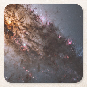Dark Lanes Of Dust Crisscross Centaurus A Galaxy. Square Paper Coaster