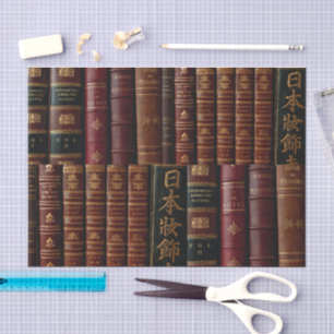 Dark Leather Book Spines Decoupage Tissue Paper