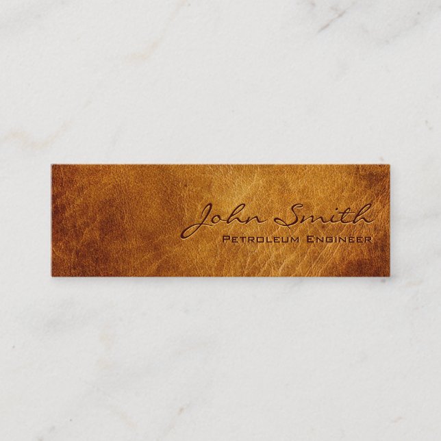 Dark Leather Petroleum Engineer Business Card (Front)