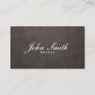Dark Leather Real Estate Broker Business Card