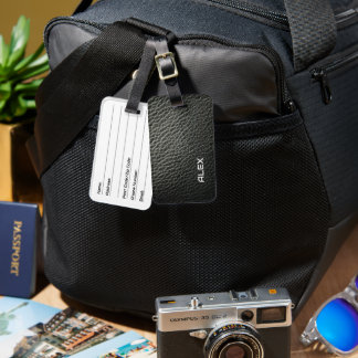 Dark Leather Texture – Rich Realistic Pattern Luggage Tag
