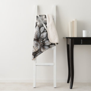 Dark Leaves Sherpa Throw Blanket