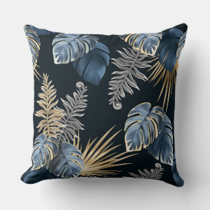 dark leaves tropic plants cushion