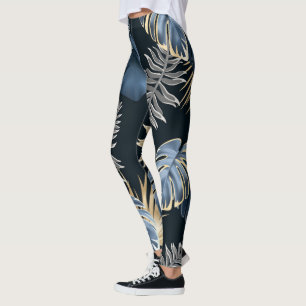 dark leaves tropic plants leggings
