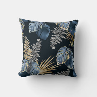 dark leaves tropic plants throw pillow
