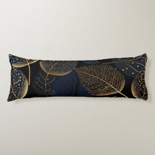 Dark Leaves with Golden Dots Throw Pillow