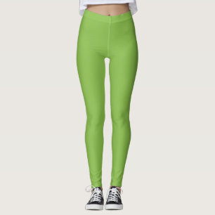 Dark Lemon Lime Colour Solid Plain Leggings