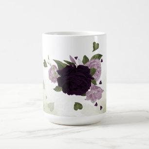 dark & light purple flowers greenery coffee mug