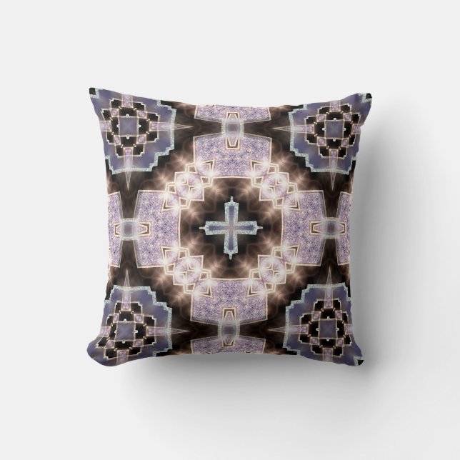 Dark Lilac Crystal Diamond Glow Geometric Cushion (Front)
