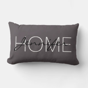 Dark liver colour home monogram lumbar cushion