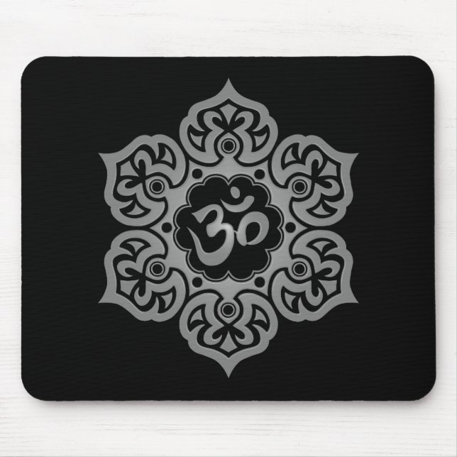 Dark Lotus Flower Om Mouse Pad (Front)
