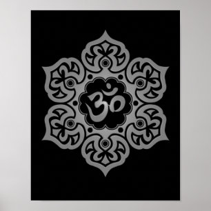 Dark Lotus Flower Om Poster
