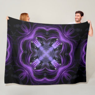Dark Lotus Wolf Shaman Spirit Wheel Mandala Fleece Blanket