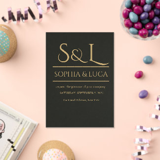 Dark Luxe Monogram Acrylic Wedding Invitation 