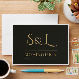 Dark Luxe Monogram Wedding Envelope