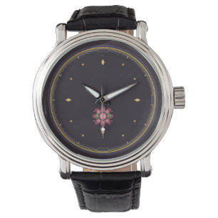 Dark Luxury Floral Watch   Rose Gold Botanical Dia