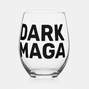Dark Maga Funny Halloween Trump Elon 2024 Stemless Wine Glass
