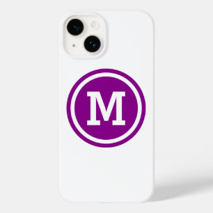 Dark Magenta and White Circle Monogram Case-Mate iPhone 14 Case