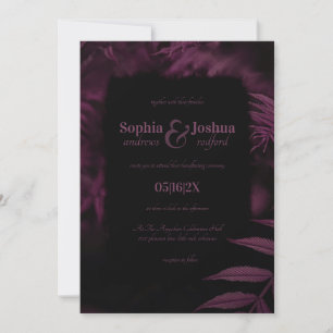 Dark Magenta Leaves Gothic Wedding Handfasting Invitation