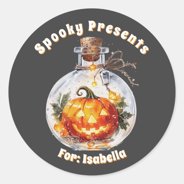 Dark Magic Glowing Jack O Lantern Pumpkin Custom  Classic Round Sticker (Front)