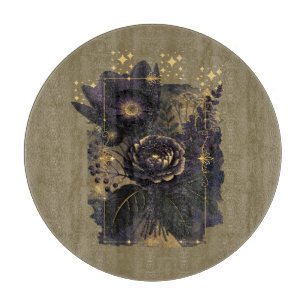 Dark Magical Floral Bouquet in Golden Frame Cutting Board