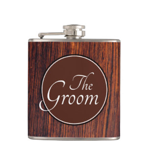 Dark Mahogany wood grain brown wood pattern Hip Flask