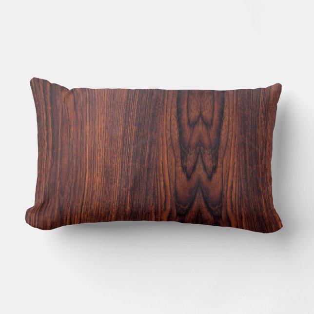 Dark Mahogany wood grain | brown wood pattern  Lumbar Cushion (Front)