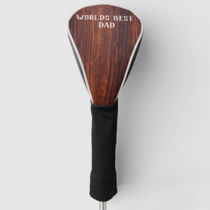 Dark Mahogany wood grain worlds best dad Golf Head Cover