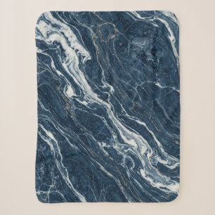 Dark Marble Blue Contemporary Aesthetic Sherpa Blanket