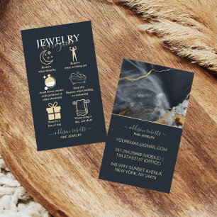 Dark Marble Elegant Branding Jewellery Care Business Card